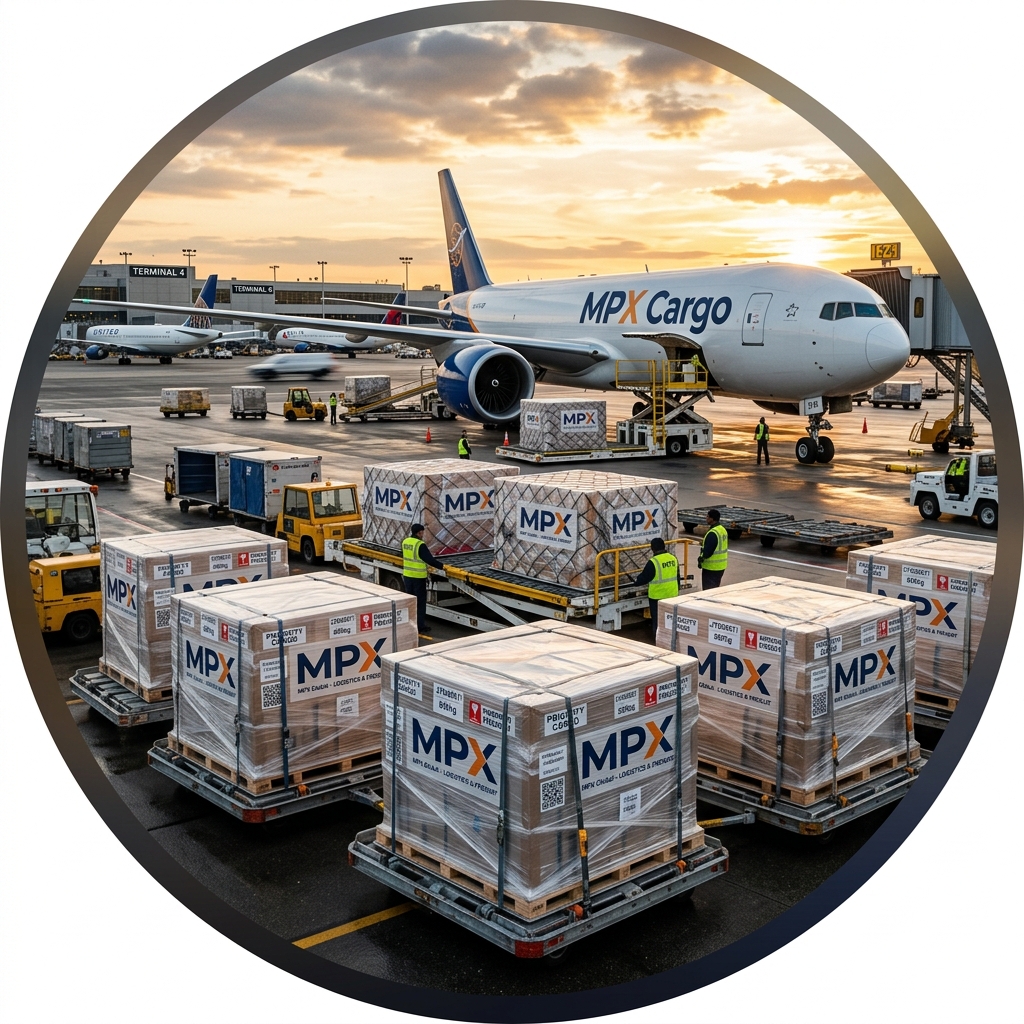 MPX USA airport cargo sorting and air shipping hub